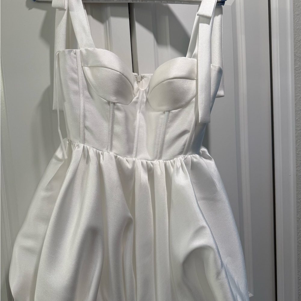 UNTAMED PETALS BY AMANDA JUDGE Ivory Satin Mini Dress